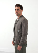 Load image into Gallery viewer, Leather Bomber Jacket in Dust