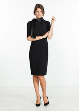 Load image into Gallery viewer, Tie Neck Wool Dress in Black
